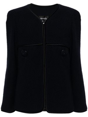 CHANEL Pre-Owned veste en tweed à col v - Bleu