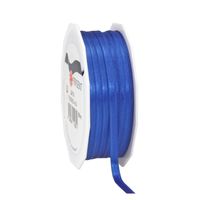 1x Luxe blauwe satijnen lint rollen 0,6 cm x 50 meter cadeaulint verpakkingsmateriaal   -