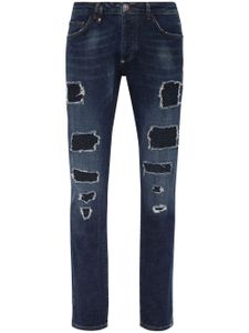 Philipp Plein jean skinny à effet usé - Bleu