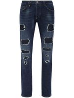 Philipp Plein jean skinny à effet usé - Bleu