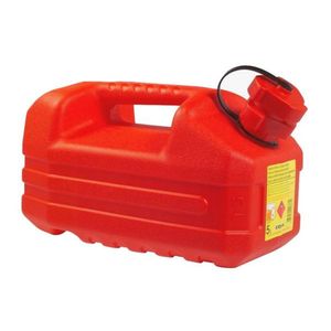 Kunststof jerrycan 5 liter rood geschikt voor gevaarlijke vloeistoffen L36 x B18 x H18 cm