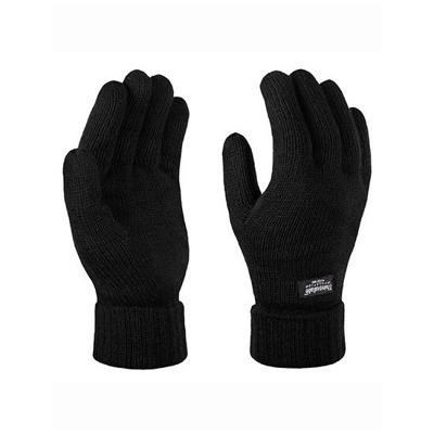 Thinsulate handschoenen - zwart - 100% Acryl - voor volwassenen - met rib manchet