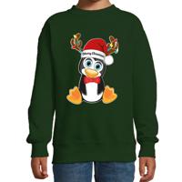 Kersttrui/sweater voor jongens/meisjes - Merry Christmas - groen - Kerst pinguin - thumbnail