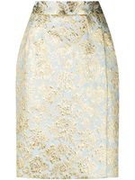 Dolce & Gabbana jupe crayon à motif fleur-de-lis - Bleu