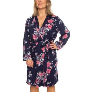 Damella Navy Flower Wrap Around Robe