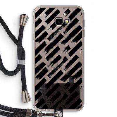 Zwarte vegen: Samsung Galaxy J4 Plus Transparant Hoesje met koord