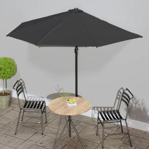 Balkonparasol half met aluminium paal 300x155x223 cm zwart