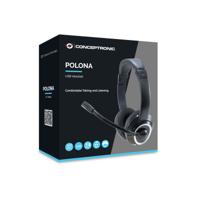 Conceptronic POLONA Headset Bedraad Hoofdband Oproepen/muziek USB Type-A Zwart