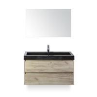 Dante Badmeubelset 100 cm - Craft Oak - Wastafel Hardsteen Wit Lucca - met Spiegel