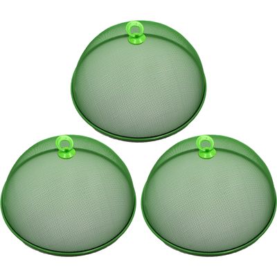 Vliegenkap/voedselkap - 3x - groen - metaal - D35 x H16 cm