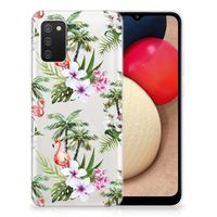 Samsung Galaxy A02s TPU Hoesje Flamingo Palms