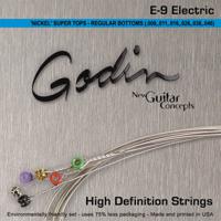 Godin E-9 Electric .009-.046 nickel super tops regular bottoms - thumbnail