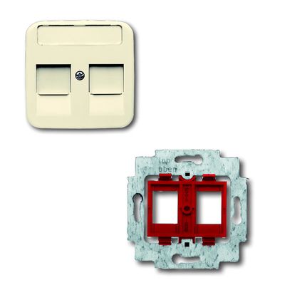 Busch-Jaeger reflex SI inbouwset RJ45 creme 1800-212 met draagframe rood