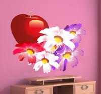 Sticker appel bloemen