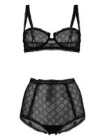 Gucci soutien-gorge en résille à motif monogrammé brodé - Noir - thumbnail