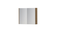 INK SPK1 spiegelkast met 2 dubbel gespiegelde deuren, 1 verstelbaar glazen planchet, stopcontact en schakelaar 70 x 14 x 60 cm, fineer ash grey