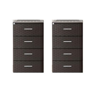 Bureau organizer - 2x stuks - 4 lades - rotan bruin - 39 x 36 x 61 cm - Ladeblok