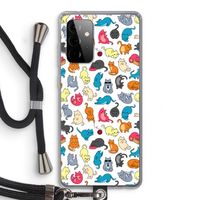 Kleurrijke katten: Samsung Galaxy A72 5G Transparant Hoesje met koord