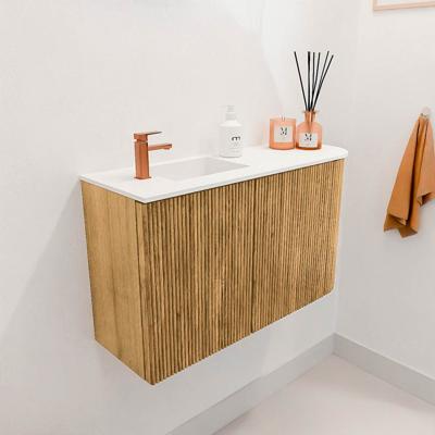 Toiletmeubel Mondiaz Joya | 71.6 cm | Meubelkleur Oak | Faye wastafel Talc Links | 1 kraangat Toiletmeubel Mondiaz Joya | 71.6 cm | Meubelkleur Oak | Faye wastafel Talc Links | 1 kraangat