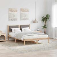 Bedframe met hoofdeinde Taupe 135 x 190 cm Massief grenenhout