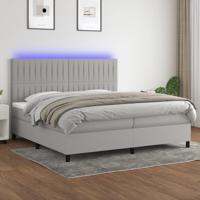 Boxspring met matras en LED stof lichtgrijs 200x200 cm
