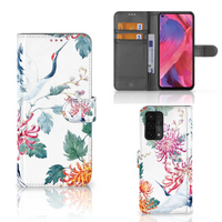 OPPO A54 5G | A74 5G | A93 5G Telefoonhoesje met Pasjes Bird Flowers - thumbnail