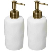 2x Stuks Zeeppompjes/zeepdispensers van kunststeen - wit - 300 ml - thumbnail