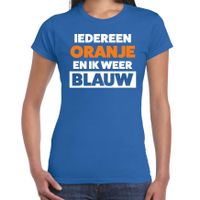 Iedereen oranje ik blauw t-shirt blauw voor dames - Koningsdag shirts