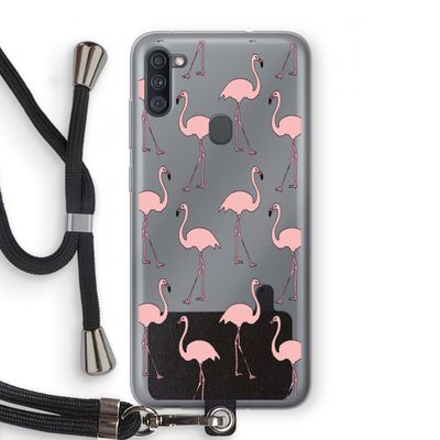Anything Flamingoes: Samsung Galaxy A11 Transparant Hoesje met koord