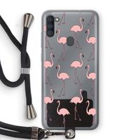 Anything Flamingoes: Samsung Galaxy A11 Transparant Hoesje met koord