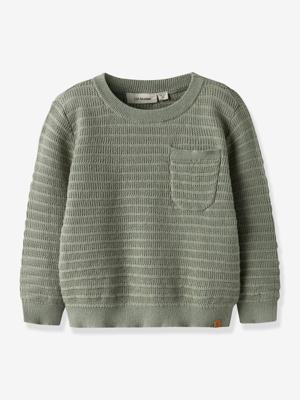 Gebreide trui jongen LIL'ATELIER MINI van katoen korstmos Gebreide trui jongen LIL'ATELIER MINI van katoen korstmos