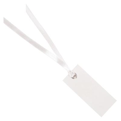 Santex Cadeaulabels met lintje - set 12x stuks - wit - 3 x 7 cm - naam tags