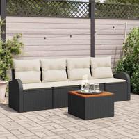 Tuinbankenset met kussen 5 pcs Zwart poly rattan