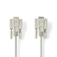 Seriële Kabel | D-SUB 9-Pins Male | D-SUB 9-Pins Female | Vernikkeld | 5.00 m | Rond | PVC | Ivoor - thumbnail