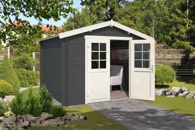 Outdoor Life Norah Blokhut 295x295 cm 28 mm vuren Carbon Grey-Wit gecoat- Zadeldak- - Outdoor Life Outdoor Life Norah Blokhut 295x295 cm 28 mm vuren Carbon Grey-Wit gecoat- Zadeldak- - Outdoor Life