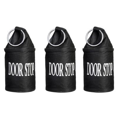 Canvas deurstopper zwart met ring - 3x - H15 cm - Deur vastzetter - Deurstop 2,7 kg