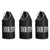 Canvas deurstopper zwart met ring - 3x - H15 cm - Deur vastzetter - Deurstop 2,7 kg
