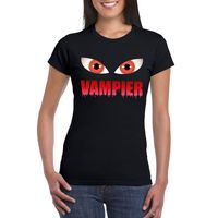 Halloween vampier ogen t-shirt zwart dames