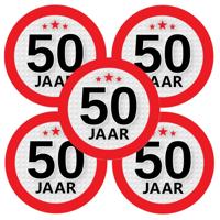 50 jaar leeftijd sticker - 5x - rond - Dia 9 cm - 50 jaar verjaardag - jubileum - leeftijd versierin