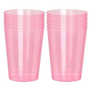 Beker- 12x - roze - kunststof - 280ml- herbruikbaar glas