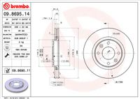 Remschijf BREMBO, Remschijftype: Binnen geventileerd, u.a. für Citroën, Peugeot, DS, Opel