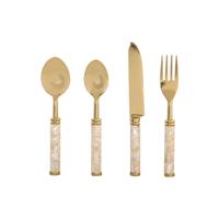 Bestek Home ESPRIT Wit Gouden Roestvrij staal Parelmoer 4,5 X 2 X 21 CM 16 Onderdelen
