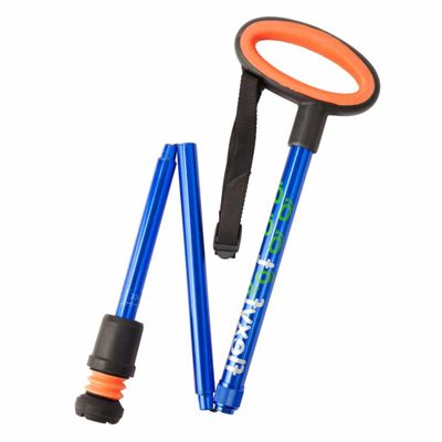 Wandelstok met ovalen handvat - opvouwbaar | Hoogte handvat: 83,7 - 93,7 cm | Flexifoot | Schokabsorberend | Blauw | PR30046-BL