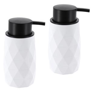 Zeeppompje/dispenser Diamond - 2x - wit - kunststof - 6 x 15 cm