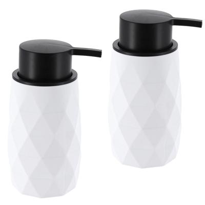 Zeeppompje/dispenser Diamond - 2x - wit - kunststof - 6 x 15 cm