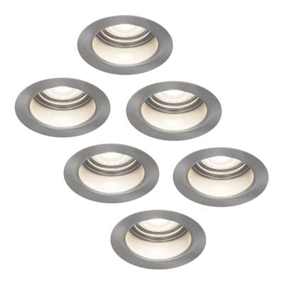 Set van 6 Mari - LED platte inbouwspots met lage inbouwdiepte 58mm - 3,8 Watt 270 Lumen - 6000K Daglicht wit - GU10 LED Module - Verzonken - Dimbaar - Rond - IP65 waterdicht - RVS