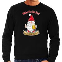 Foute Kersttrui/sweater voor heren - Bier kabouter/gnoom - zwart - Doordrinken