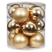 12x stuks glazen kerstballen goud 8 cm glans en mat - Kerstbal - thumbnail