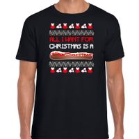 Fout kersttrui t-shirt voor heren - Frikandel speciaal - zwart - Frituur snack