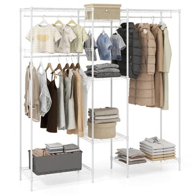 Kledingkast Met Verstelbare Hangruimte Voorzien Van 7 Verstelbare Metalen Planken En 4 Hangstangen